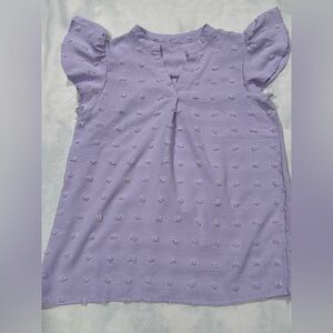 Lavender Swiss Dot Flowy Cottagecore Top Romantic Puff Sleeve Blouse